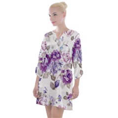 Flower-floral-design-paper-pattern-purple-watercolor-flowers-vector-material-90d2d381fc90ea7e9bf8355 Open Neck Shift Dress by saad11
