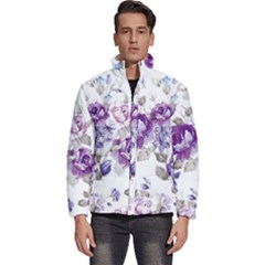 Flower-floral-design-paper-pattern-purple-watercolor-flowers-vector-material-90d2d381fc90ea7e9bf8355 Men s Puffer Bubble Jacket Coat by saad11