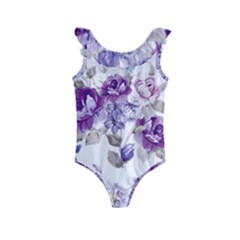 Flower-floral-design-paper-pattern-purple-watercolor-flowers-vector-material-90d2d381fc90ea7e9bf8355 Kids  Frill Swimsuit by saad11