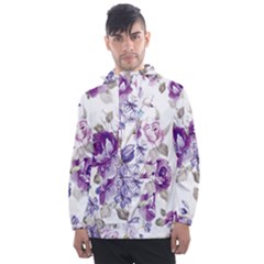 Flower-floral-design-paper-pattern-purple-watercolor-flowers-vector-material-90d2d381fc90ea7e9bf8355 Men s Front Pocket Pullover Windbreaker by saad11