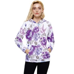 Flower-floral-design-paper-pattern-purple-watercolor-flowers-vector-material-90d2d381fc90ea7e9bf8355 Women s Lightweight Drawstring Hoodie by saad11