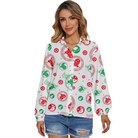 Christmas-texture-mapping-pattern-christmas-pattern-1bb24435f024a2a0b338c323e4cb4c29 Women s Long Sleeve Button Up Shirt by saad11