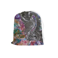 Wing on abstract delta Drawstring Pouch (Large)