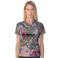 Wing on abstract delta V-Neck Sport Mesh T-Shirt