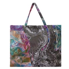 Wing On Abstract Delta Zipper Large Tote Bag by kaleidomarblingart