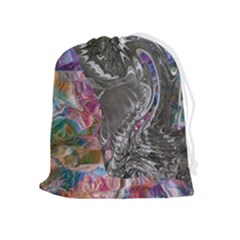 Wing on abstract delta Drawstring Pouch (XL)