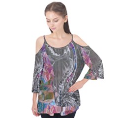 Wing on abstract delta Flutter Sleeve T-Shirt 