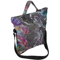 Wing on abstract delta Fold Over Handle Tote Bag