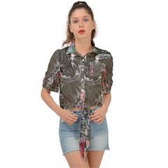 Wing on abstract delta Tie Front Shirt 
