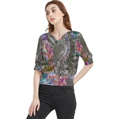 Wing on abstract delta Quarter Sleeve Blouse