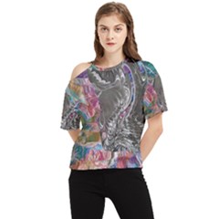 Wing on abstract delta One Shoulder Cut Out T-Shirt