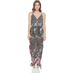 Wing on abstract delta Sleeveless Tie Ankle Chiffon Jumpsuit