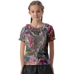 Wing on abstract delta Kids  Frill Chiffon Blouse