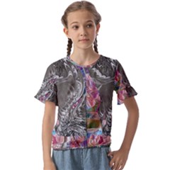 Wing on abstract delta Kids  Cuff Sleeve Scrunch Bottom T-Shirt