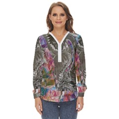 Wing on abstract delta Zip Up Long Sleeve Blouse