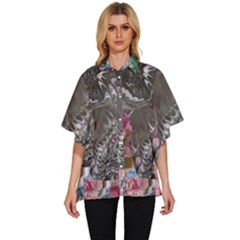 Wing on abstract delta Women s Batwing Button Up Shirt
