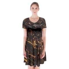 Cube Forma Glow 3d Volume Short Sleeve V-neck Flare Dress by Bedest