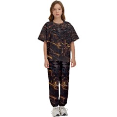 Cube Forma Glow 3d Volume Kids  T-shirt And Pants Sports Set by Bedest