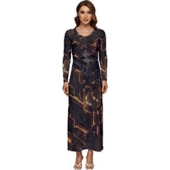 Cube Forma Glow 3d Volume Long Sleeve Longline Maxi Dress by Bedest