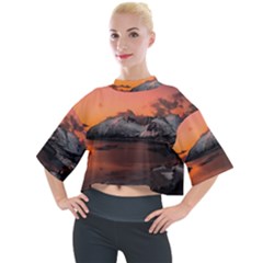 Surreal Mountain Landscape Lake Mock Neck T-shirt by Bedest