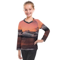 Surreal Mountain Landscape Lake Kids  Long Mesh T-shirt