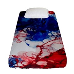 Red White And Blue Alcohol Ink American Patriotic  Flag Colors Alcohol Ink Fitted Sheet (single Size) by PodArtist