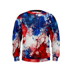 Red White And Blue Alcohol Ink American Patriotic  Flag Colors Alcohol Ink Kids  Sweatshirt by PodArtist