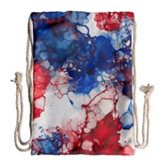 Red White And Blue Alcohol Ink American Patriotic  Flag Colors Alcohol Ink Drawstring Bag (large) by PodArtist