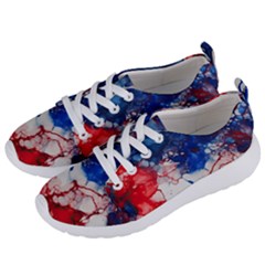 Red White And Blue Alcohol Ink American Patriotic  Flag Colors Alcohol Ink Women s Lightweight Sports Shoes by PodArtist