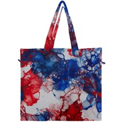 Red White And Blue Alcohol Ink American Patriotic  Flag Colors Alcohol Ink Canvas Travel Bag by PodArtist
