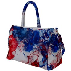 Red White And Blue Alcohol Ink American Patriotic  Flag Colors Alcohol Ink Duffel Travel Bag by PodArtist