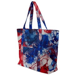 Red White And Blue Alcohol Ink American Patriotic  Flag Colors Alcohol Ink Zip Up Canvas Bag by PodArtist