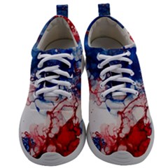 Red White And Blue Alcohol Ink American Patriotic  Flag Colors Alcohol Ink Mens Athletic Shoes by PodArtist