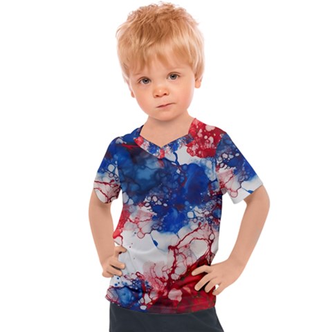 Red White And Blue Alcohol Ink American Patriotic  Flag Colors Alcohol Ink Kids  Sports T-shirt by PodArtist