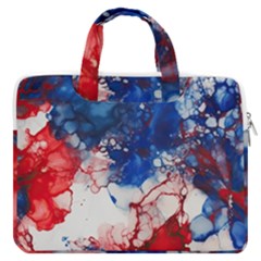 Red White And Blue Alcohol Ink American Patriotic  Flag Colors Alcohol Ink Macbook Pro 16  Double Pocket Laptop Bag  by PodArtist