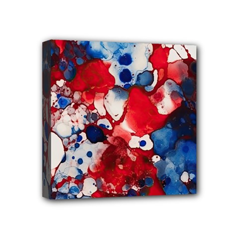 Red White And Blue Alcohol Ink France Patriotic Flag Colors Alcohol Ink  Mini Canvas 4  X 4  (stretched) by PodArtist