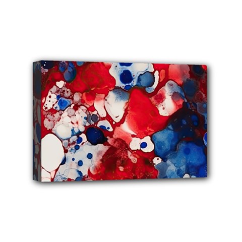 Red White And Blue Alcohol Ink France Patriotic Flag Colors Alcohol Ink  Mini Canvas 6  X 4  (stretched) by PodArtist
