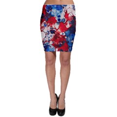 Red White And Blue Alcohol Ink France Patriotic Flag Colors Alcohol Ink  Bodycon Skirt by PodArtist