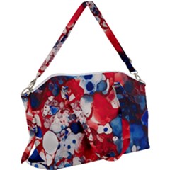 Red White And Blue Alcohol Ink France Patriotic Flag Colors Alcohol Ink  Canvas Crossbody Bag by PodArtist