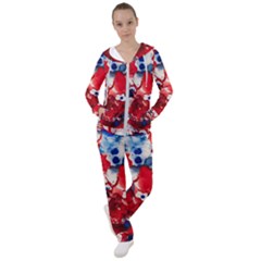 Red White And Blue Alcohol Ink France Patriotic Flag Colors Alcohol Ink  Women s Tracksuit by PodArtist