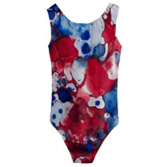 Red White And Blue Alcohol Ink France Patriotic Flag Colors Alcohol Ink  Kids  Cut-out Back One Piece Swimsuit by PodArtist