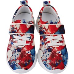 Red White And Blue Alcohol Ink France Patriotic Flag Colors Alcohol Ink  Kids  Velcro Strap Shoes by PodArtist