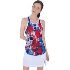 Red White And Blue Alcohol Ink France Patriotic Flag Colors Alcohol Ink  Racer Back Mesh Tank Top