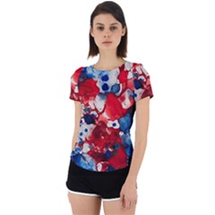 Red White And Blue Alcohol Ink France Patriotic Flag Colors Alcohol Ink  Back Cut Out Sport T-shirt by PodArtist