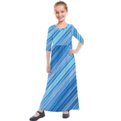 Ambience In Blue Kids  Quarter Sleeve Maxi Dress by bruzer