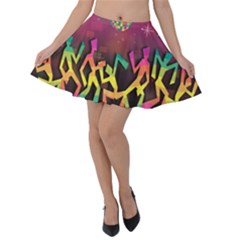 Dancing Colorful Disco Velvet Skater Skirt by Bajindul