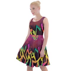 Dancing Colorful Disco Knee Length Skater Dress