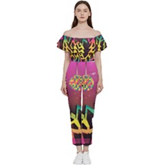 Dancing Colorful Disco Bardot Ruffle Jumpsuit