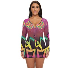 Dancing Colorful Disco Long Sleeve Boyleg Swimsuit by Bajindul