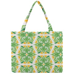 Green Pattern Retro Wallpaper Mini Tote Bag by Bajindul